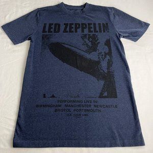 LED Zepplin U.K. Tour 1969 T-Shirt Women's Size Small Blue Graphic Cotton Blend